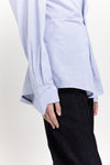 Blue chambaray poplin wrap shirt