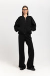 Black with grey striped bistretch viscose relaxed pants