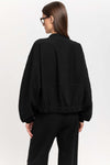 Black with grey striped viscose soft bomber