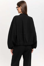 Black with grey striped viscose soft bomber
