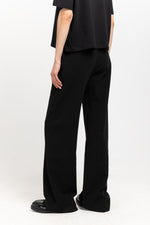 Black with grey striped bistretch viscose relaxed pants
