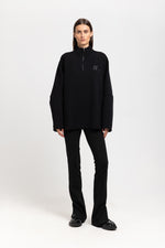 Black doubleface cotton oversized sweatshirt