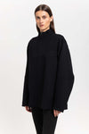 Black doubleface cotton oversized sweatshirt