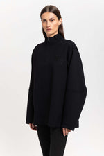 Black doubleface cotton oversized sweatshirt