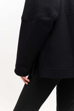 Black doubleface cotton oversized sweatshirt