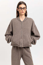 Grey beige technical wool jersey soft bomber