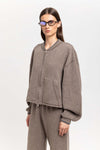 Grey beige technical wool jersey soft bomber