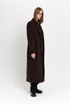 Dark chocolate wool cashmere blend tailored coat