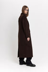 Dark chocolate wool cashmere blend tailored coat