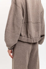 Grey beige technical wool jersey soft bomber