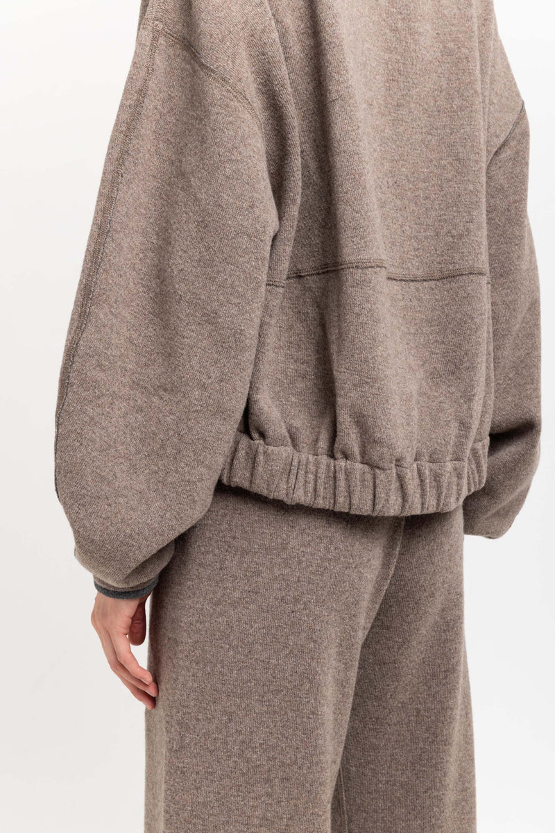 Grey beige technical wool jersey soft bomber