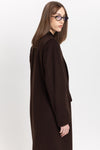 Dark chocolate wool cashmere blend tailored coat
