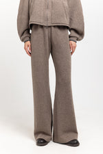 Grey beige technical wool jersey relaxed pants