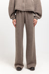 Grey beige technical wool jersey relaxed pants