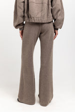 Grey beige technical wool jersey relaxed pants