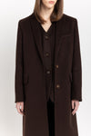 Dark chocolate wool cashmere blend tailored coat
