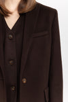 Dark chocolate wool cashmere blend tailored coat