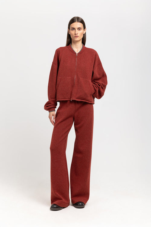 Dark brick technical wool jersey soft bomber
