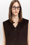 Chocolate wool cashmere blend tailored vest