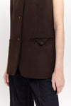 Chocolate wool cashmere blend tailored vest