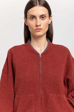 Dark brick technical wool jersey soft bomber