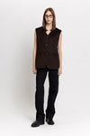 Chocolate wool cashmere blend tailored vest
