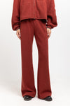 Dark brick technical wool jersey relaxed pants