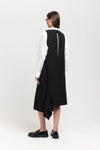 Black wool twill sleeveless office dress