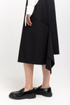 Black wool twill sleeveless office dress
