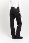 Dark blue raw denim straight leg jeans - high waist