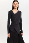 Anthracite cupro jersey asymmetric ruched top