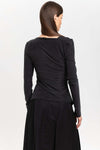 Anthracite cupro jersey asymmetric ruched top