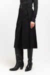 Deep black wool twill pleated skirt