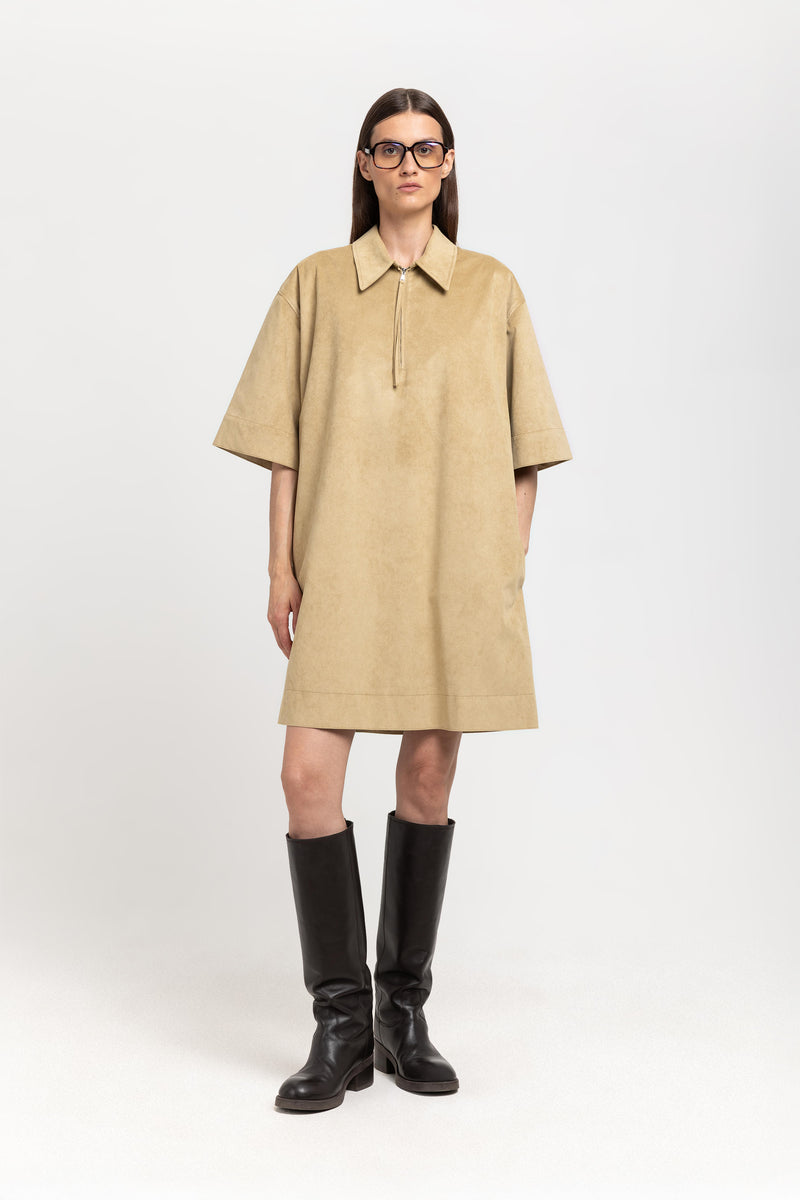 Olive soft alcantra dress