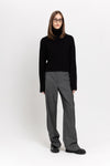 Black cashmere boxy cropped turtleneck
