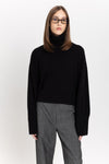 Black cashmere boxy cropped turtleneck