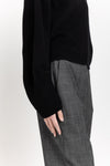 Black cashmere boxy cropped turtleneck