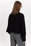 Black cashmere boxy cropped turtleneck