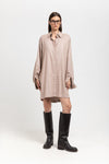 Beige herringbone flannel dress