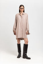 Beige herringbone flannel dress