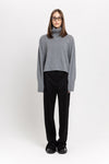 Limestone grey cashmere boxy cropped turtleneck