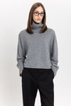 Limestone grey cashmere boxy cropped turtleneck
