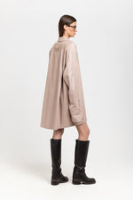 Beige herringbone flannel dress