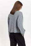Limestone grey cashmere boxy cropped turtleneck