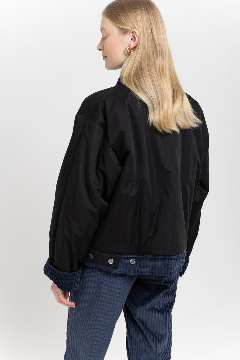 Black and dark navy trench corduroy workwear jacket