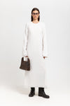 Off white cashmere mousseline bell sleeve midi dress