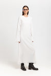 Off white cashmere mousseline bell sleeve midi dress