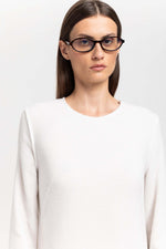 Off white cashmere mousseline bell sleeve midi dress