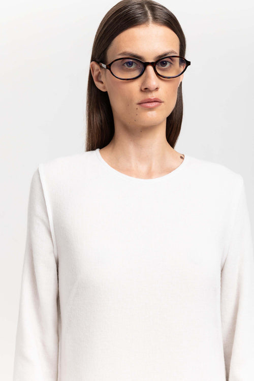 Off white cashmere mousseline bell sleeve midi dress