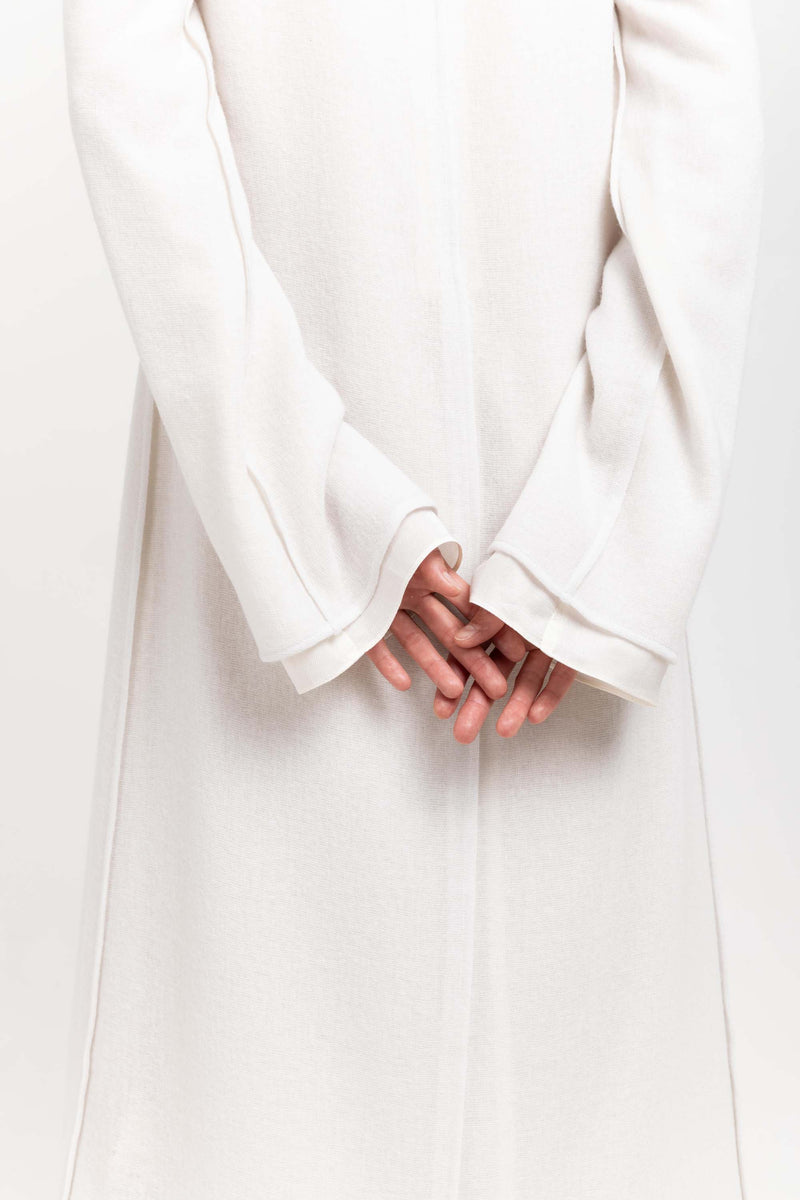 Off white cashmere mousseline bell sleeve midi dress